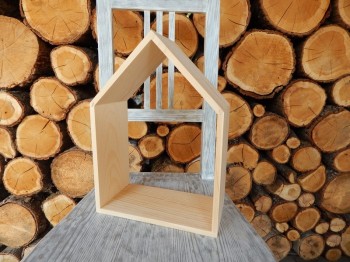 Dřevěná polička domek velká bez zadní stěny