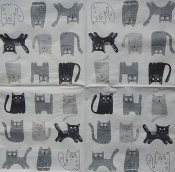 Ubrousky 33 x 33 cm Kočky černobílé
