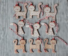 Dřevěné kočky vánoční 9 kusů 7 cm
