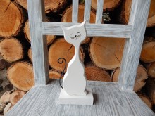 Kočka dekorační velká 41 cm bílá