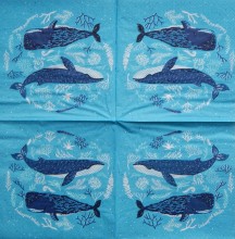 Ubrousky 33 x 33 cm Velryby na modré