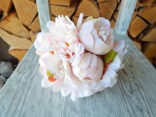 Umělá kytice Pivoňky, bílo růžová 28 cm 