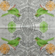 Ubrousky 33 x 33 cm Zelený ptáček