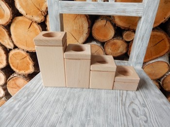 Dřevěné svícny sada bukové ozdobné  4 kusy český výrobek