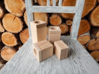 Dřevěné svícny sada bukové ozdobné  4 kusy český výrobek