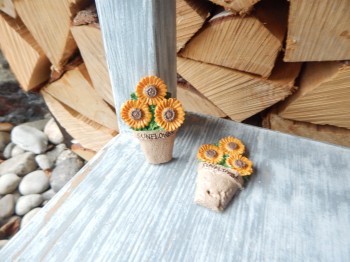 Nálepky Květináč slunečnice 2 ks 6 cm
