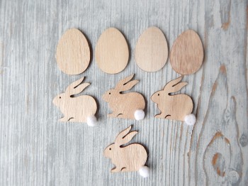 Dekorace dřevěná králíček a vejce natur