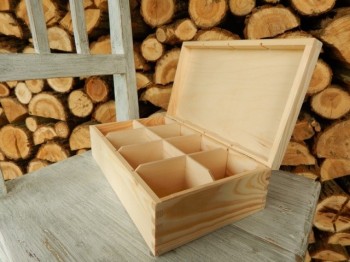Dřevěná krabička na čaj 8 komor 