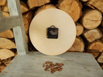 Dřevěné hodiny kulaté + dřevěná čísla + strojek