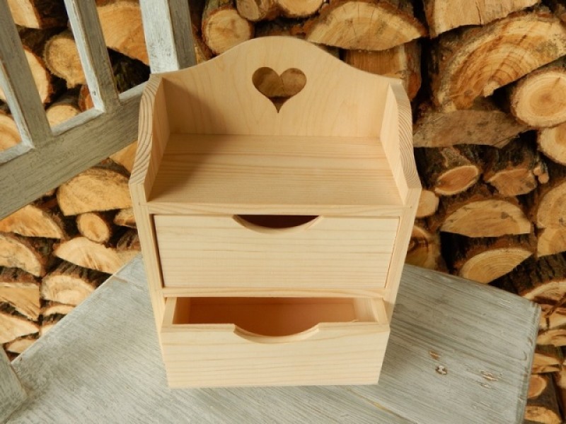 Dřevěné šuplíčky srdce vysoké