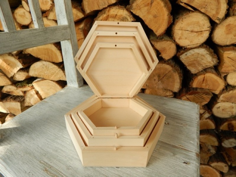 Dřevěná sada krabiček Bomboniéry  3 kusy